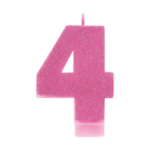 Sparkly Pink Candle - No 4 - Click Image to Close
